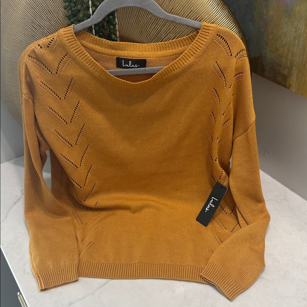 Lulu's Warm Amber Crew Neck Sweater